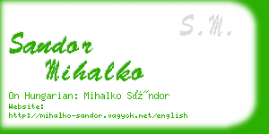 sandor mihalko business card